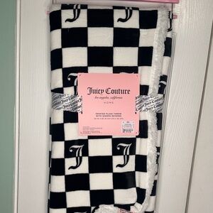 Juicy Couture Black and White Checkered Throw Blanket